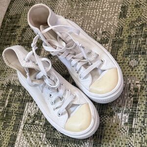 Converse White Canvas Platform Sneakers